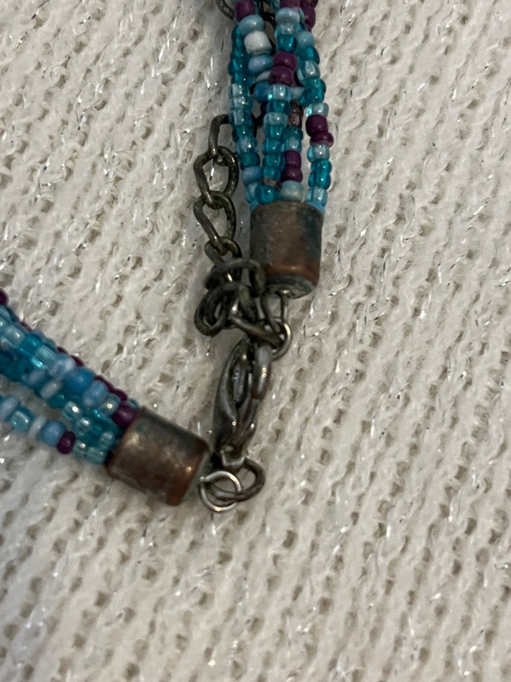 Multistrand Turquoise & Purple Beaded Necklace - Women Jewelry - Picture 5 of 5